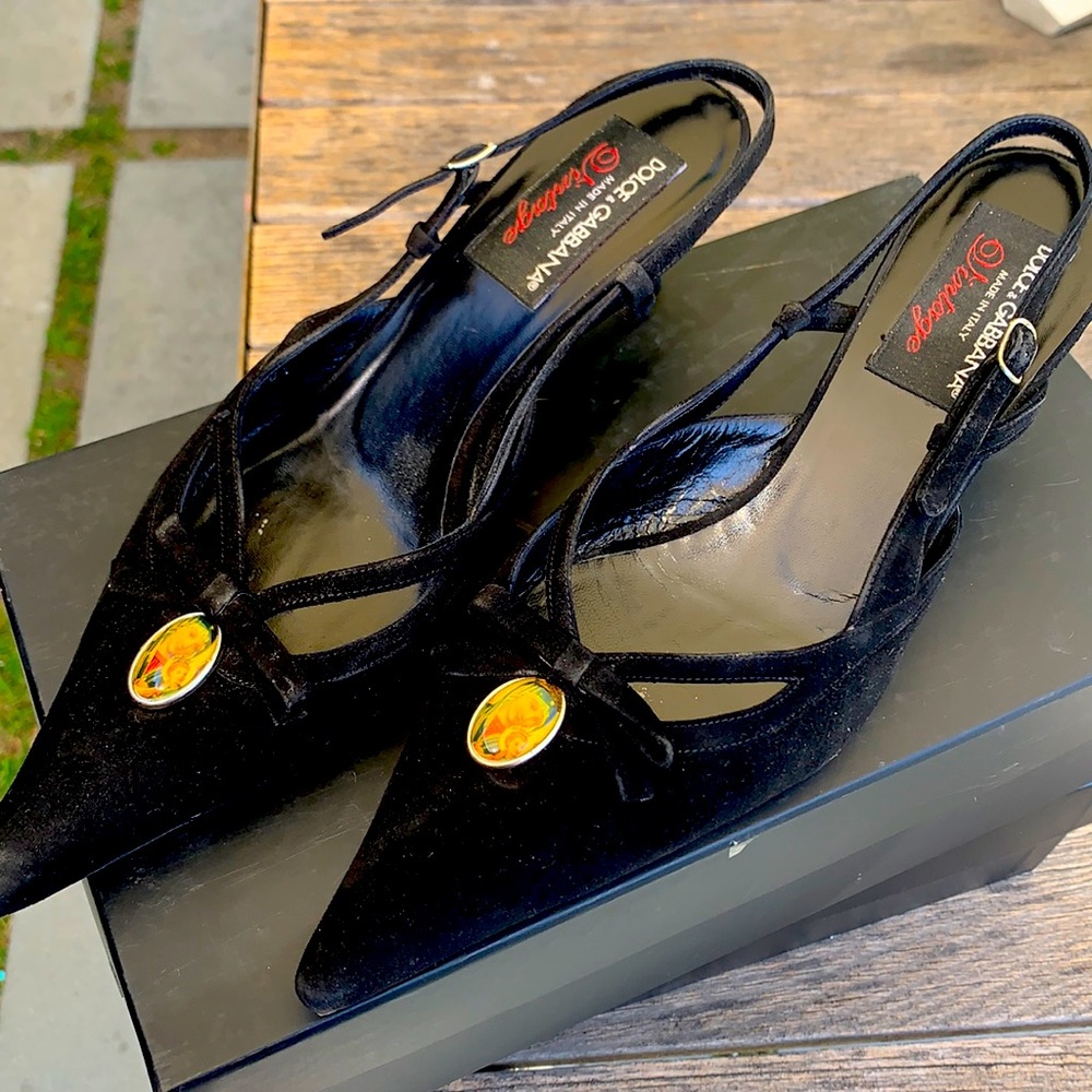 Dolce & Gabbana Black Suede kitten heels